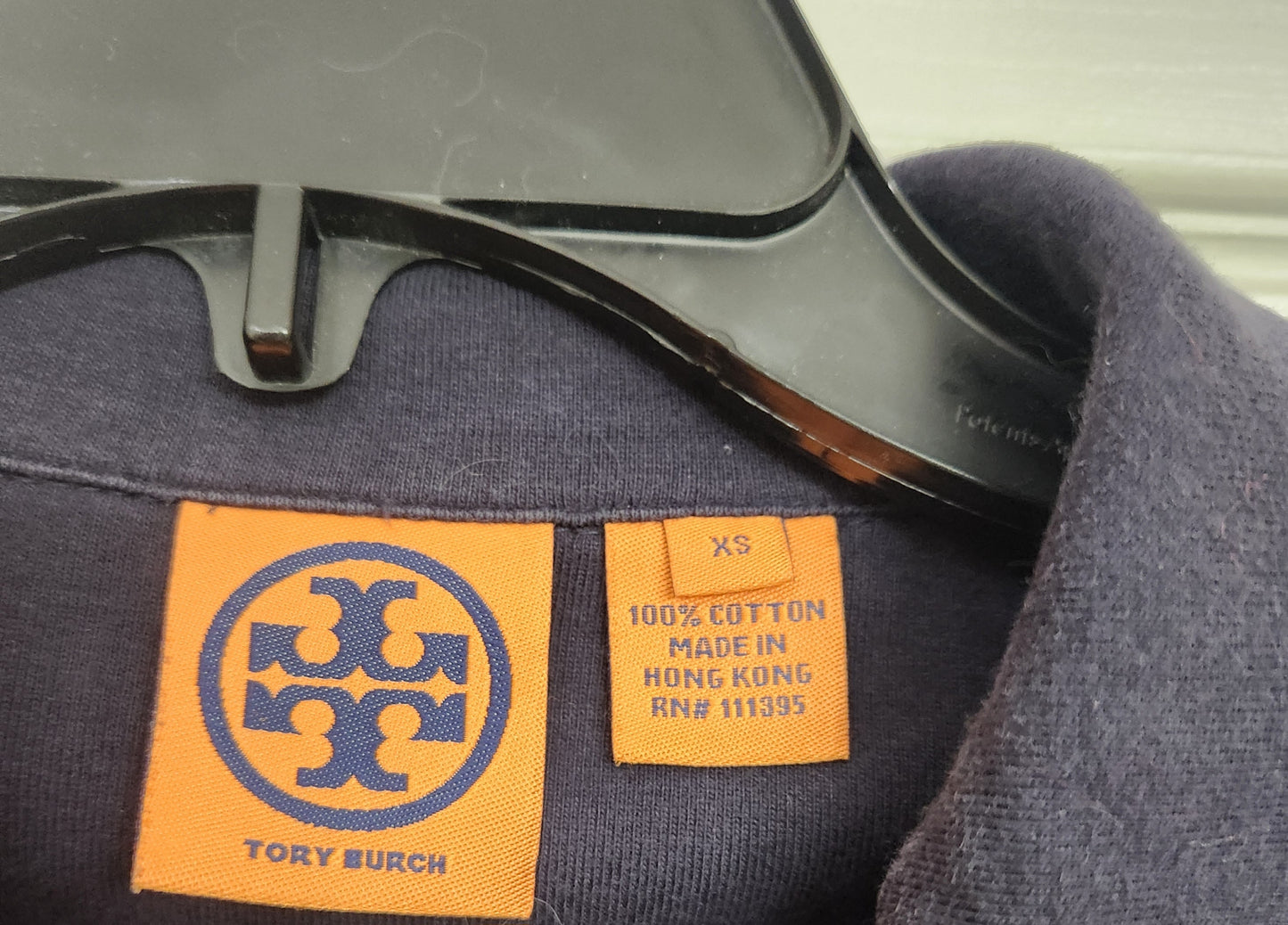 #142 Tory Burch XS 3/4 Length Sleeve Navy Polo Top
