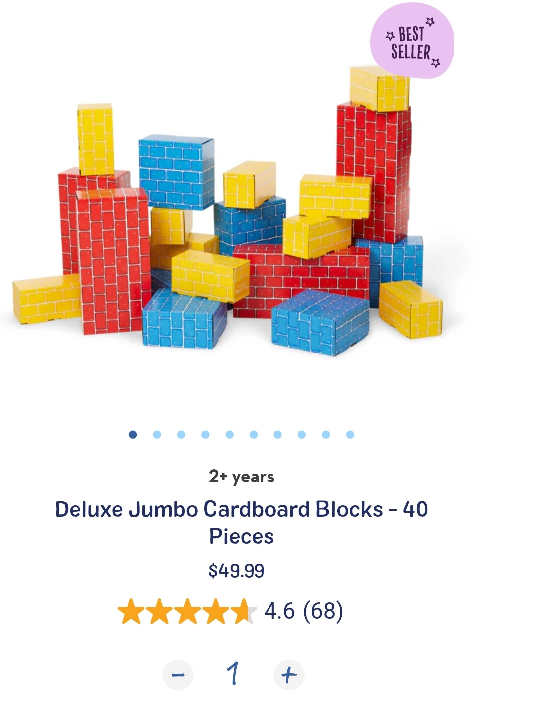 #142 Melissa & Doug Lightweight Jumbo Cardboard Building Block Set
