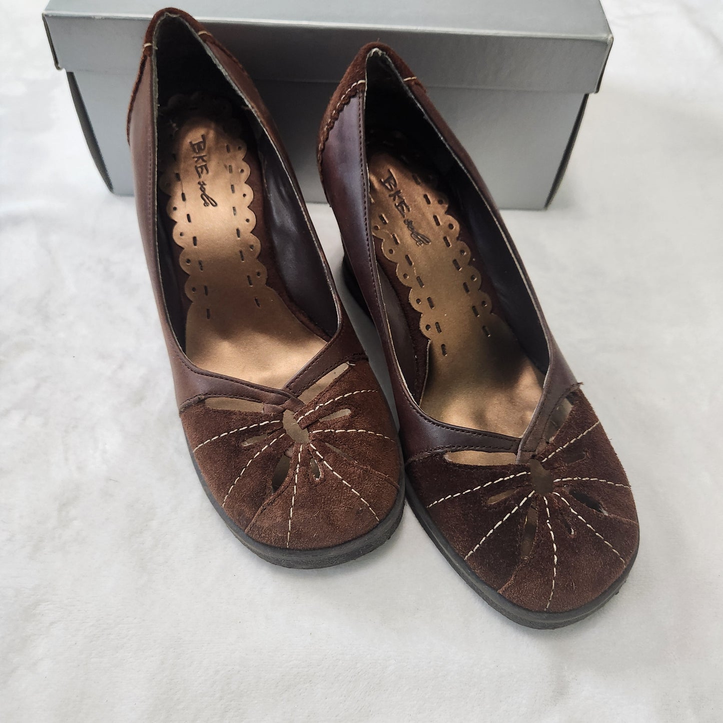 REDUCED #142 Buckle BKE Sole 8.5 Mystical Brown Leather Heeled Wedges