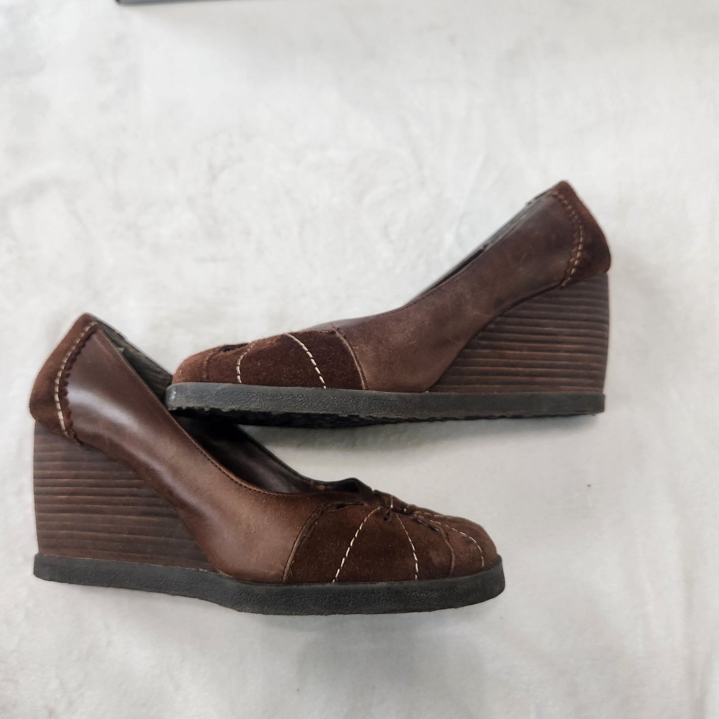 REDUCED #142 Buckle BKE Sole 8.5 Mystical Brown Leather Heeled Wedges