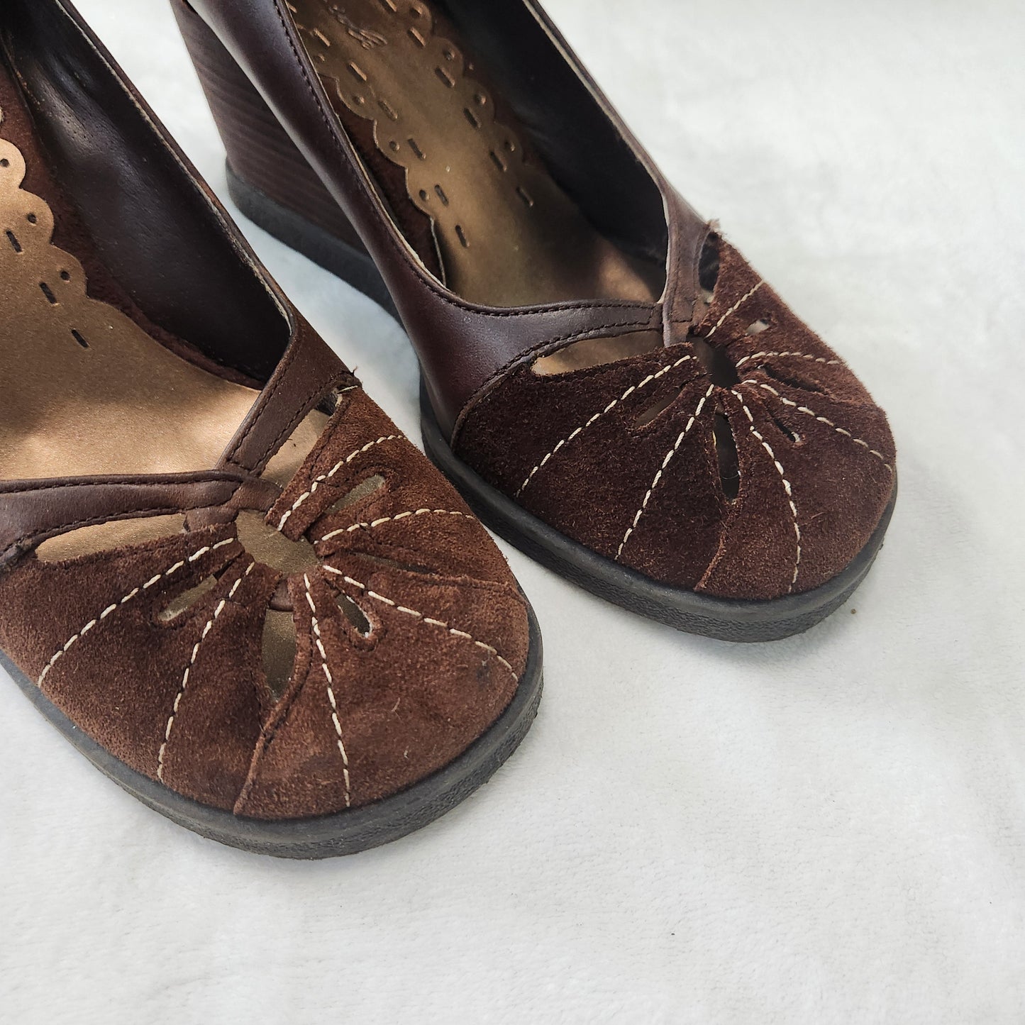 REDUCED #142 Buckle BKE Sole 8.5 Mystical Brown Leather Heeled Wedges