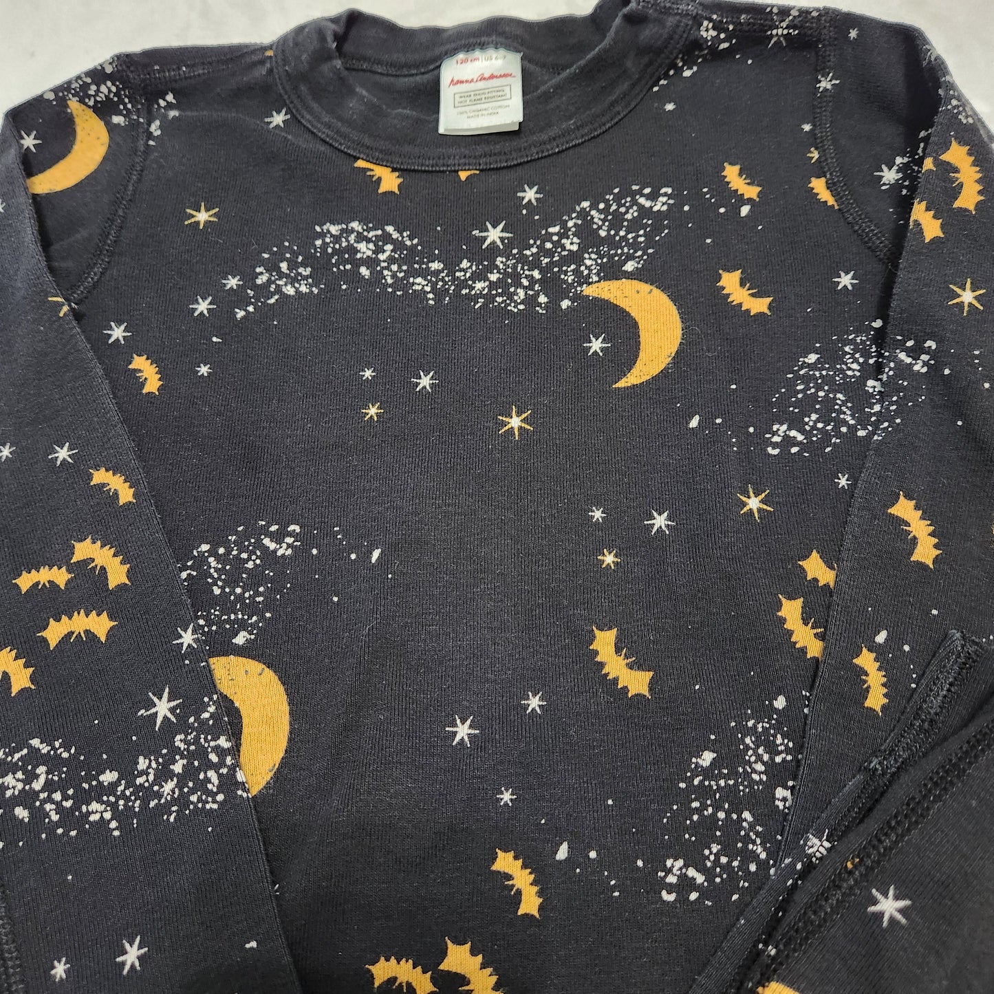 #142 Hanna Andersson 6/7 Halloween Bats PJ Pajama Set