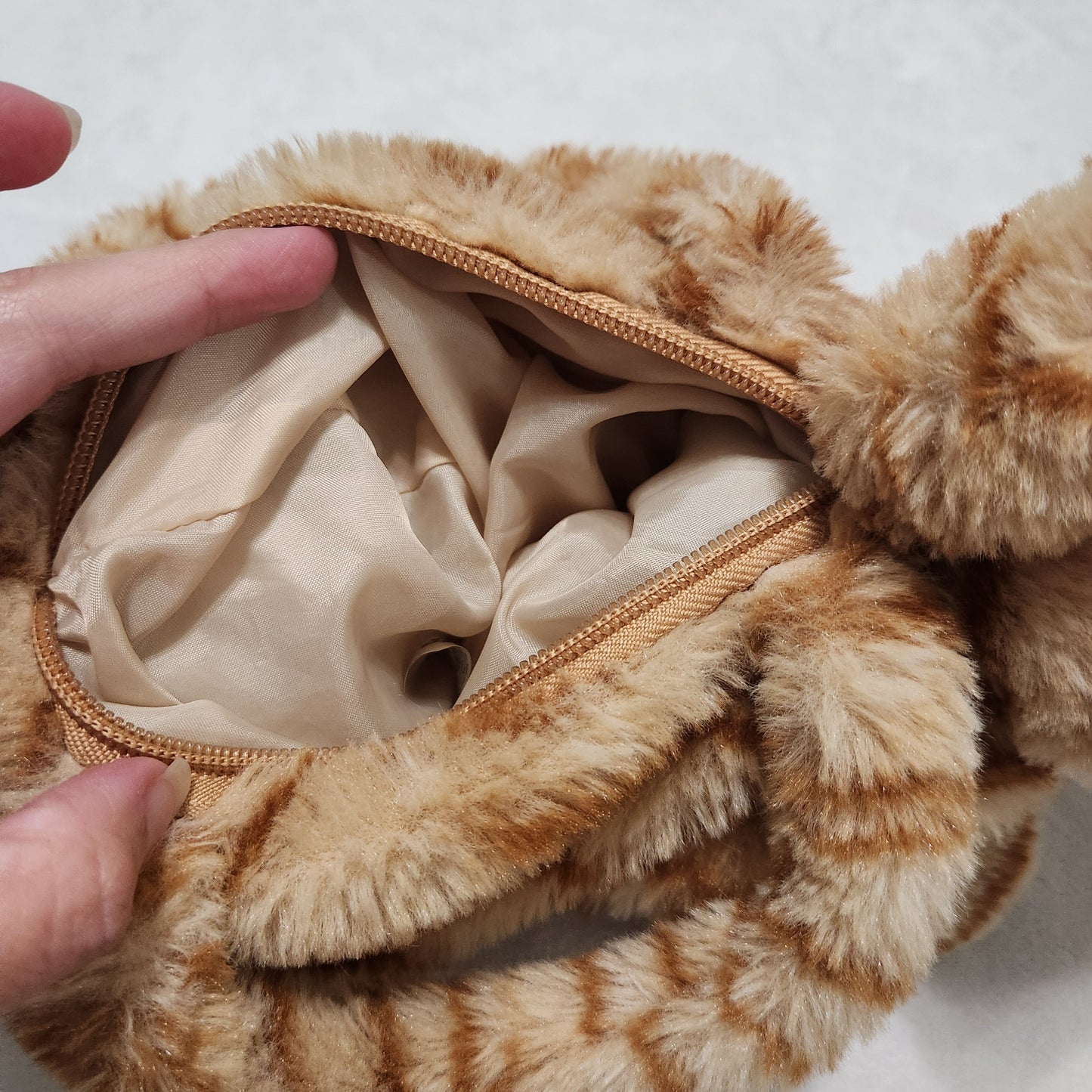 REDUCED #142 Plushies Orange Tabby Cat Plush Purse With Cat Tail Zipper