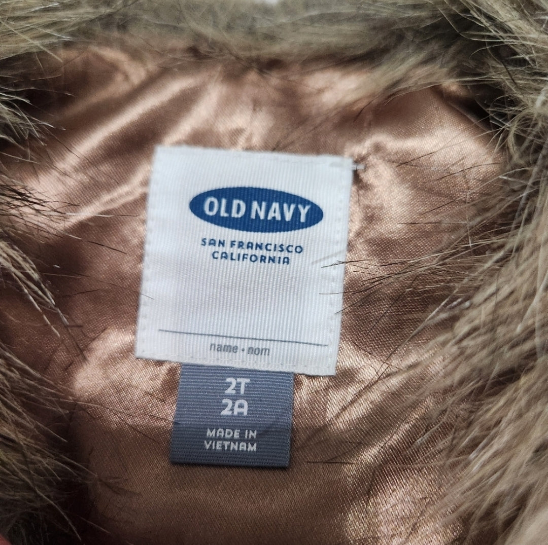 #142 Old Navy 2T Brown Faux Fur Vest