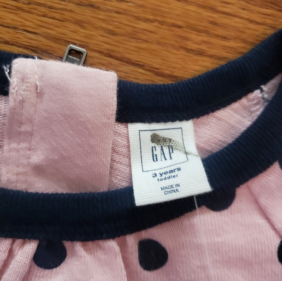 #142 NWT Baby Gap 3T Heart Sweater Chambray Dress