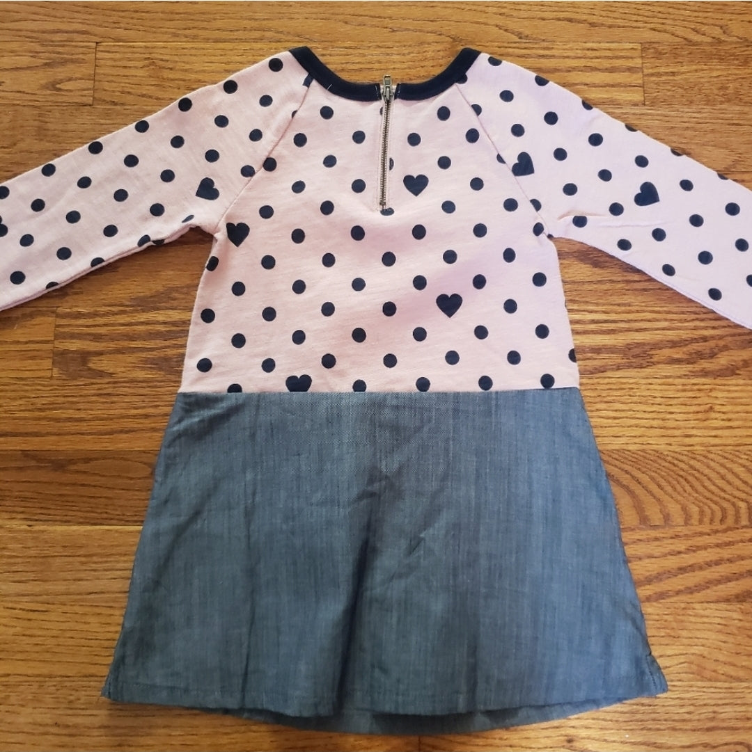 #142 NWT Baby Gap 3T Heart Sweater Chambray Dress