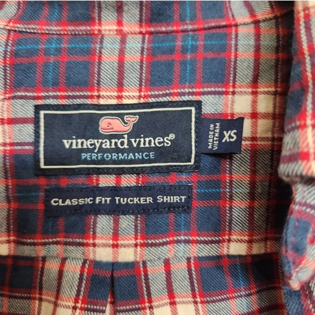 REDUCED #142 Vineyard Vines Size XS Peak Plaid Performance Flannel Classic Tucker Shirt