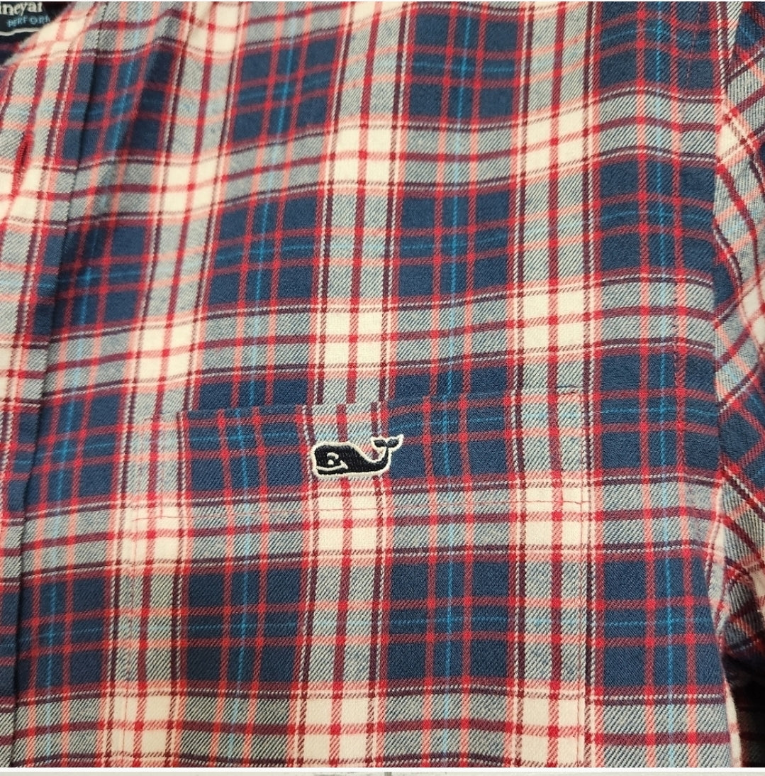 REDUCED #142 Vineyard Vines Size XS Peak Plaid Performance Flannel Classic Tucker Shirt