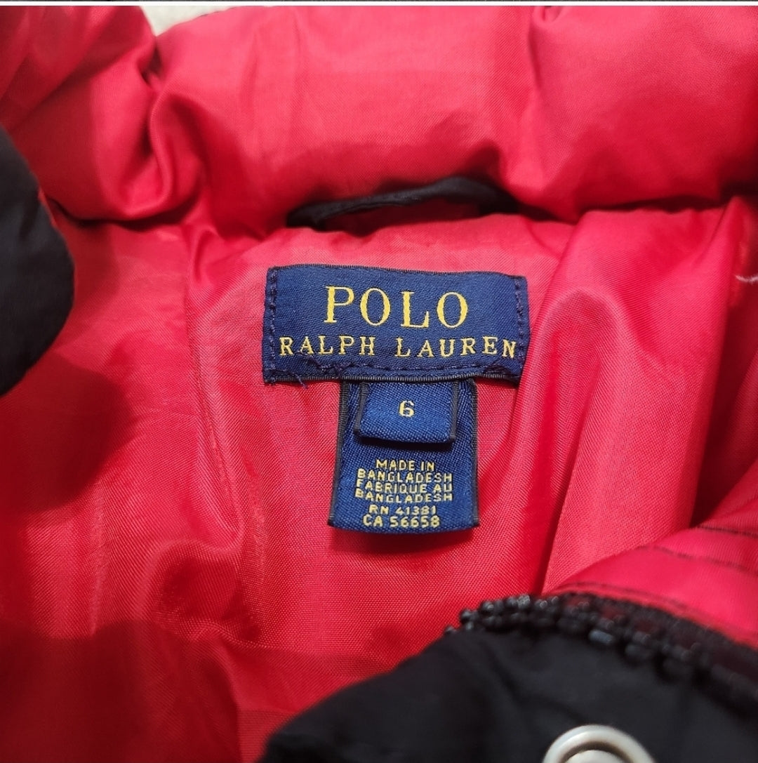 REDUCED #142 Ralph Lauren Boys Sz 6 Polo Black Puffer Down Coat