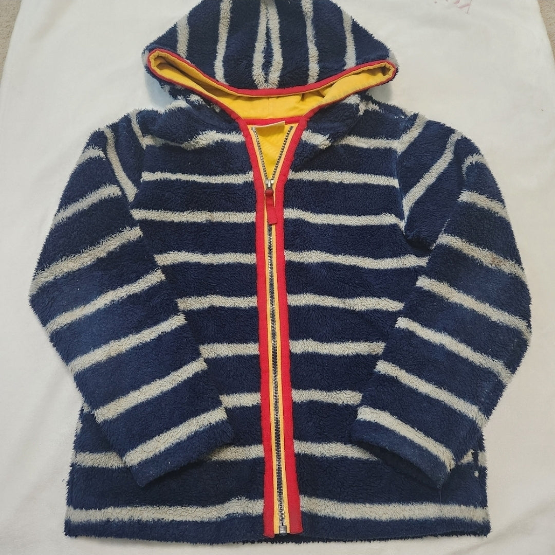 REDUCED #142 Hanna Andersson Sz 140 / 10 Fleece Striped Hooded Sweatshirt Jacket