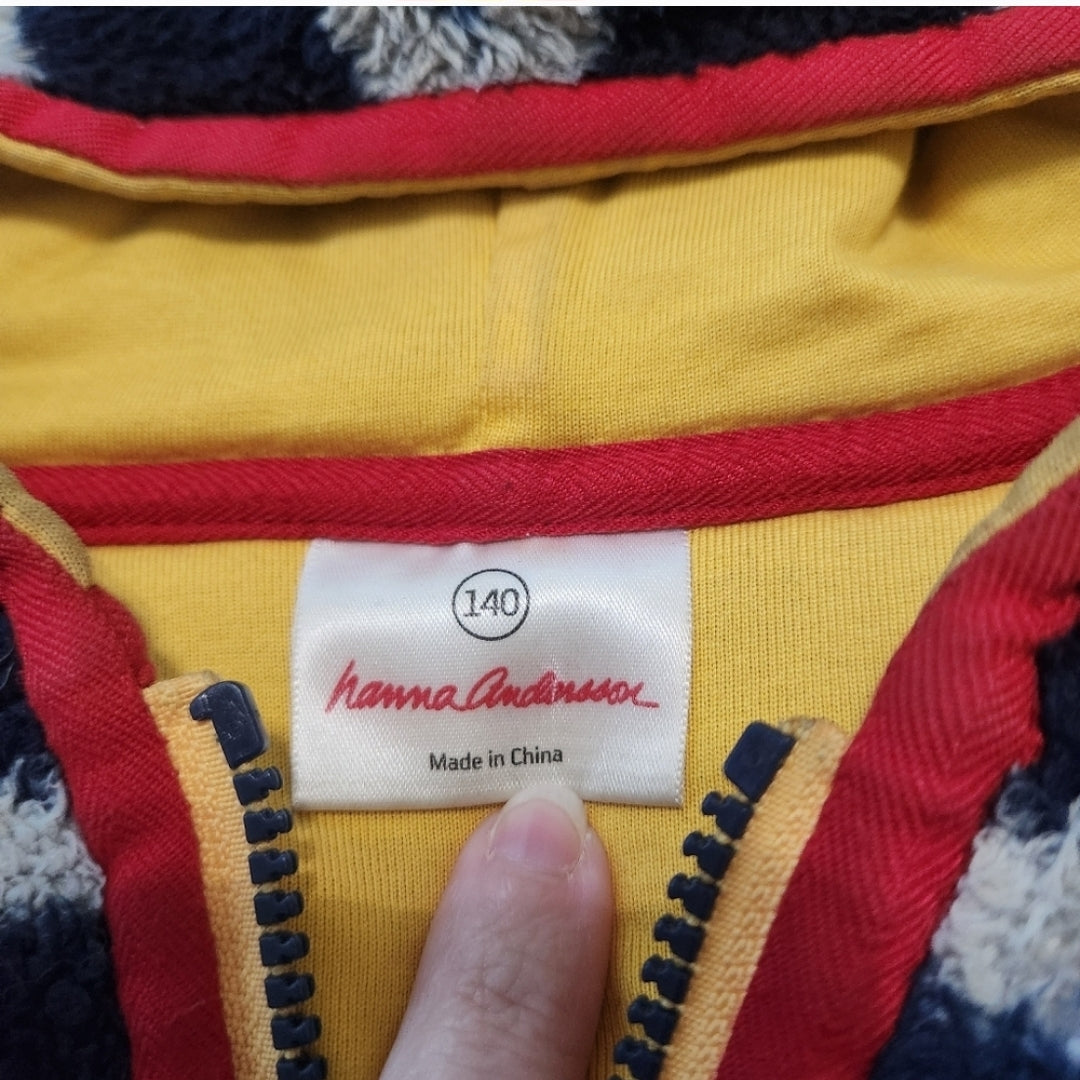 REDUCED #142 Hanna Andersson Sz 140 / 10 Fleece Striped Hooded Sweatshirt Jacket