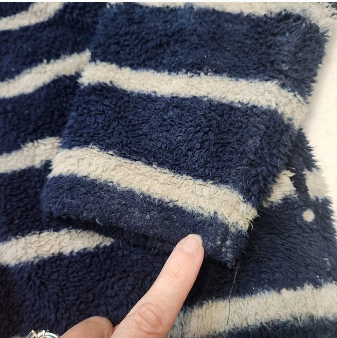 #142 Hanna Andersson Sz 140 / 10 Fleece Striped Hooded Sweatshirt Jacket