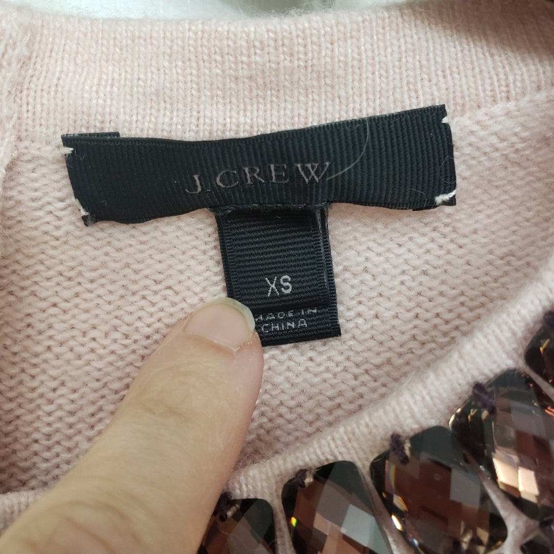 #142 J. Crew Women's XS Jeweled-Starburst Dusty Quartz Sweater
