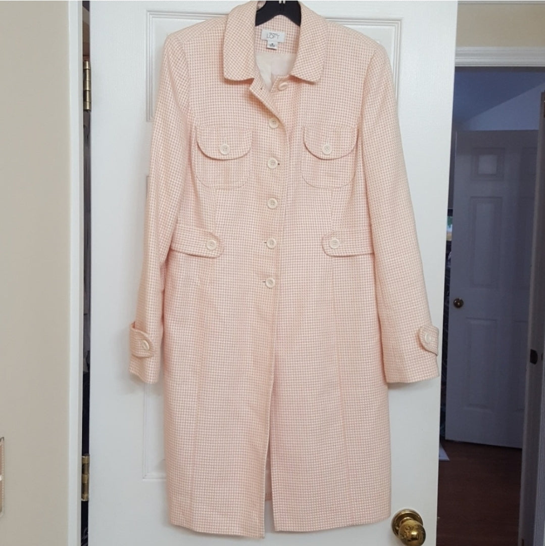 #142 Ann Taylor Loft Sz 6-8 Tweed Style Trench Coat