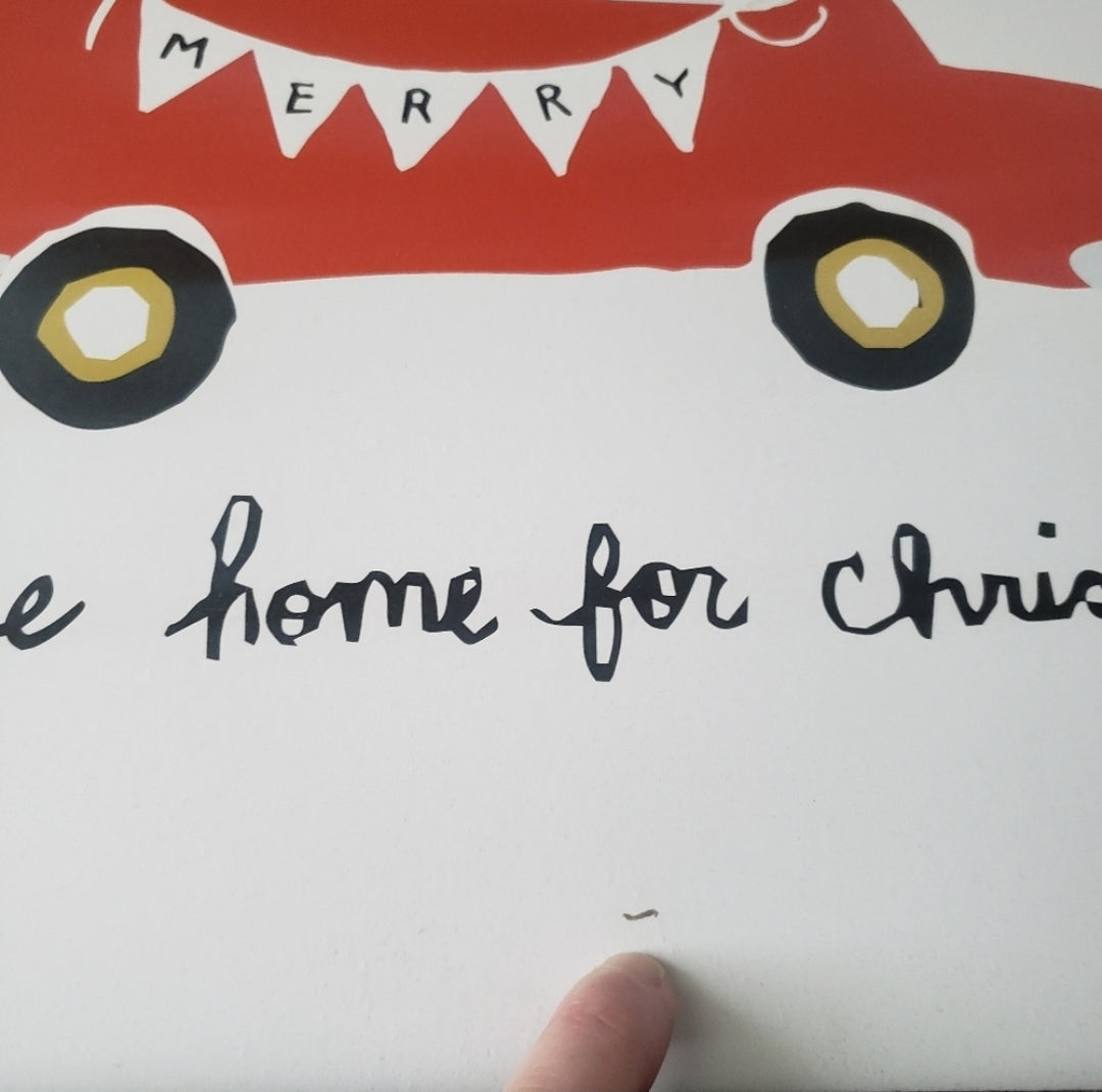 REDUCED #142 Christmas Holiday Car with Tree Wall Art Decor Picture
