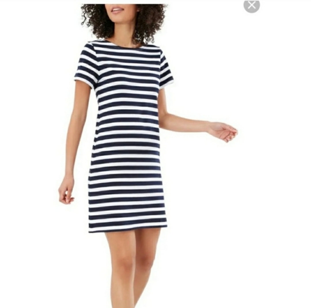 #142 NWT Joules Liberty Sz 2 Navy Striped Short Sleeve Jersey Dress