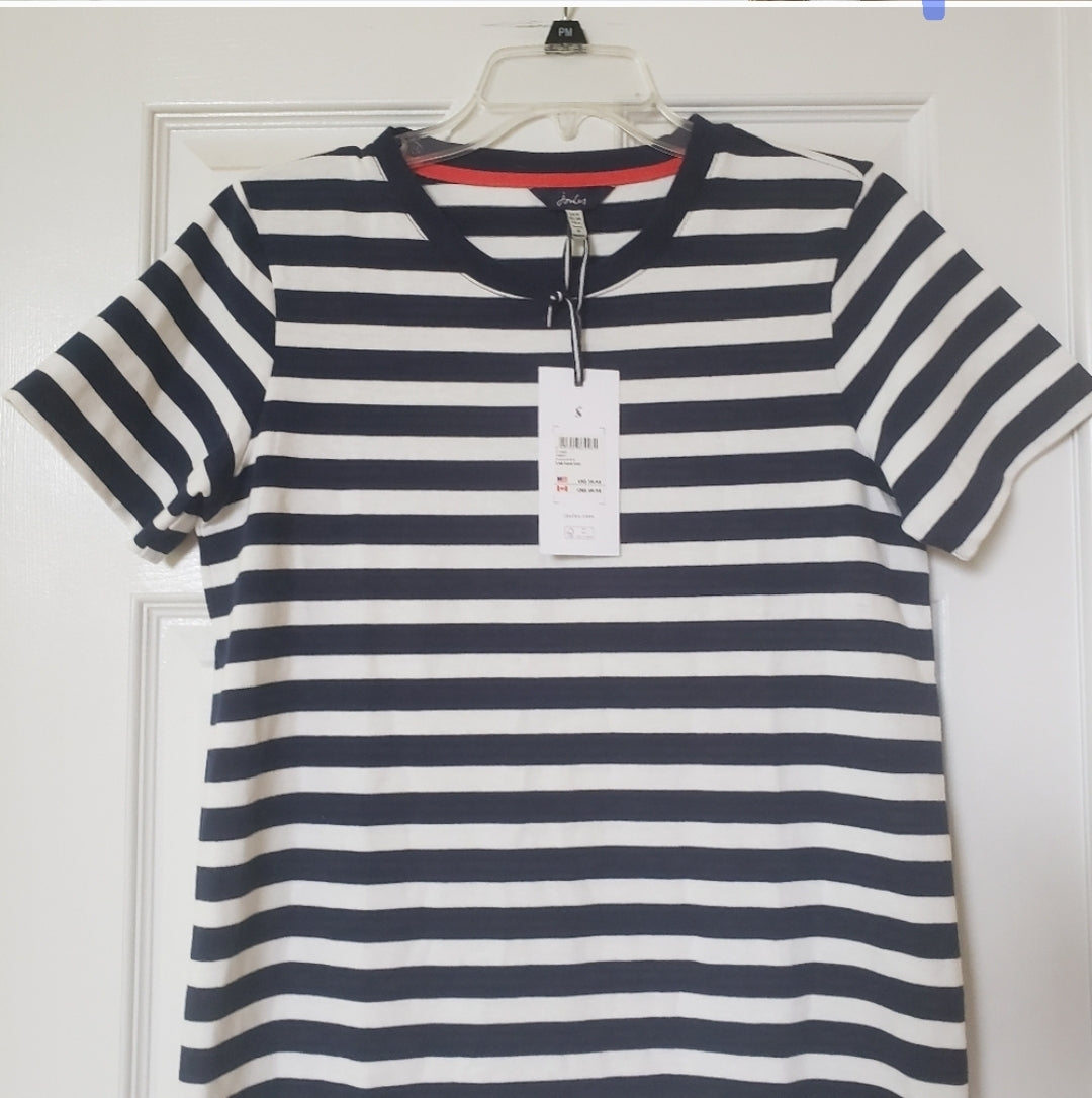 #142 NWT Joules Liberty Sz 2 Navy Striped Short Sleeve Jersey Dress