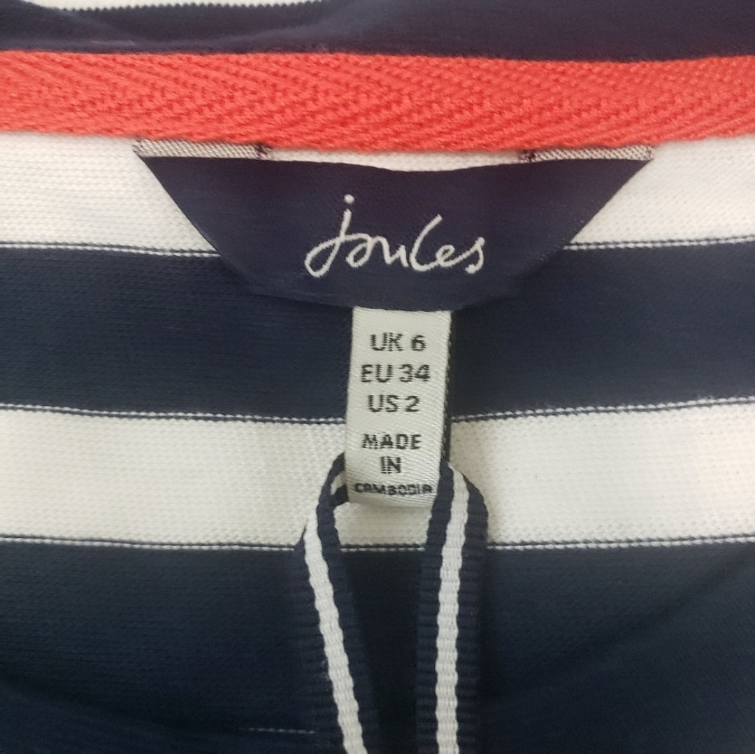 #142 NWT Joules Liberty Sz 2 Navy Striped Short Sleeve Jersey Dress