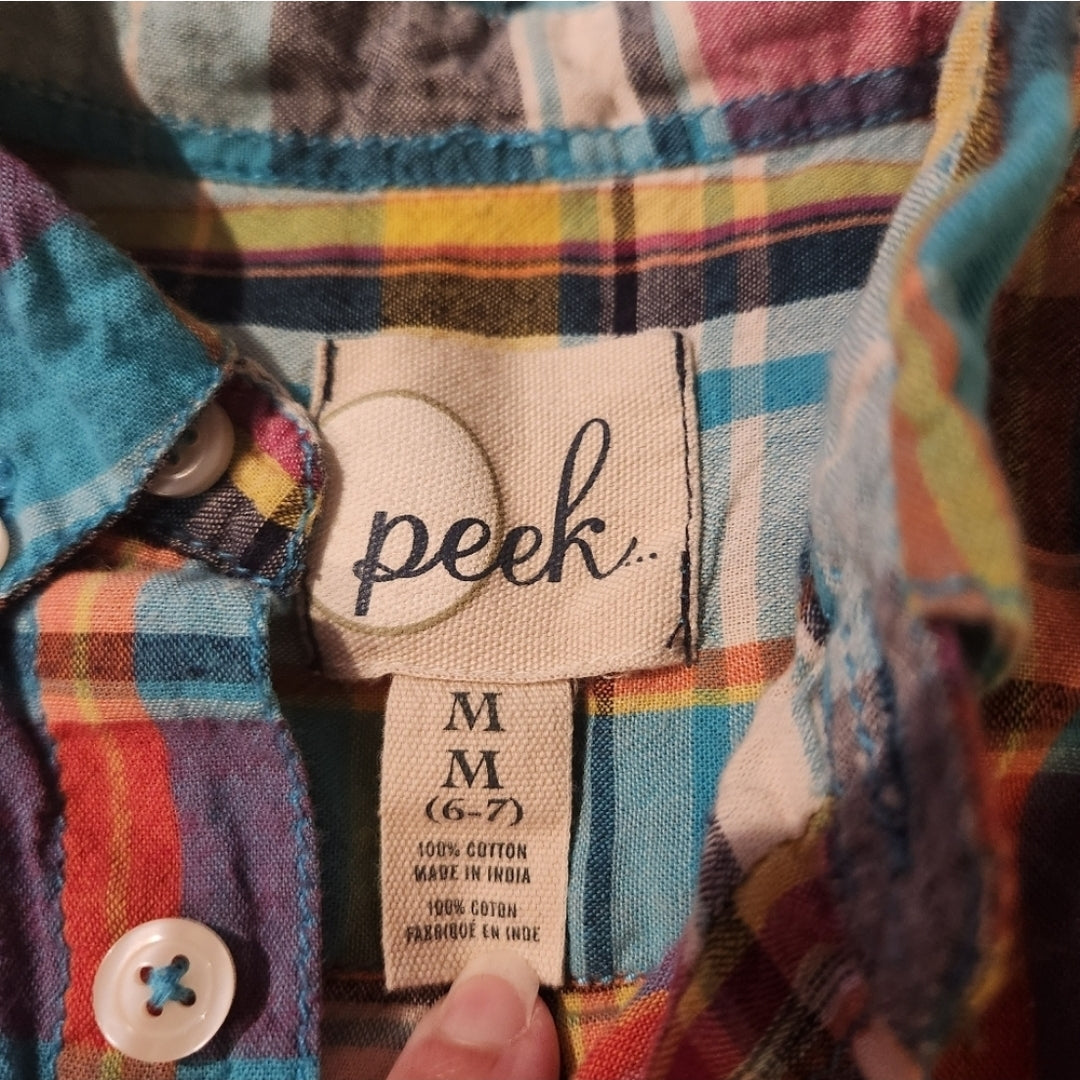 REDUCED #142 Peek Plaid Boys 6/7 Button Down Shirt