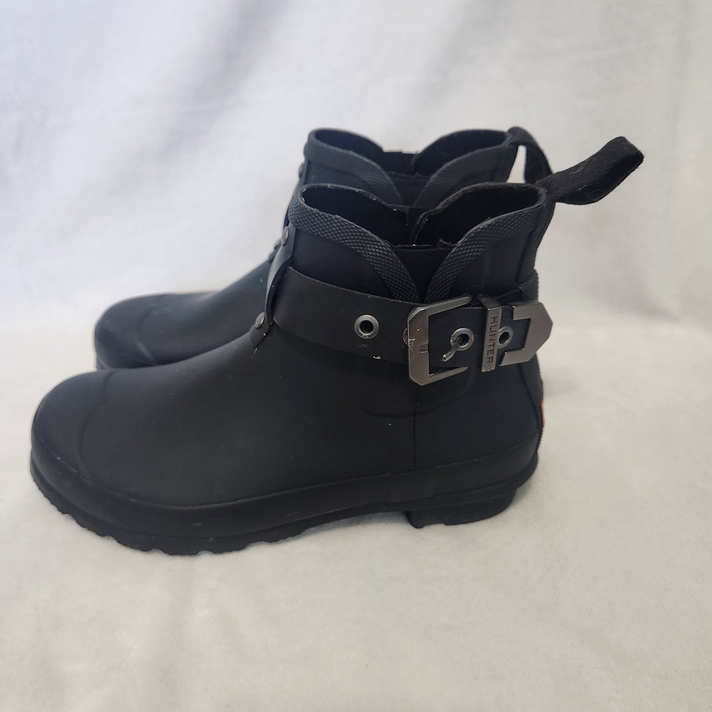 REDUCED! #142 Hunter Womens Sz 7 Original Mercury Chelsea Ankle Boots Black Rubber