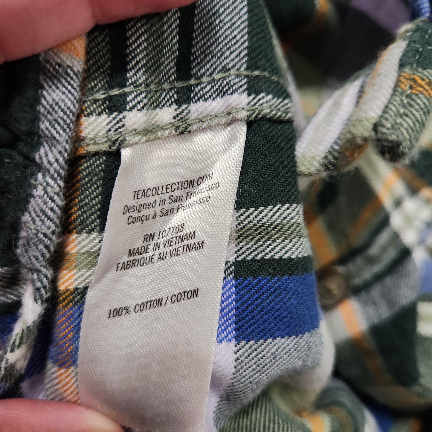 #142 Tea Collection Sz 7 Plaid Flannel Button Down Shirt