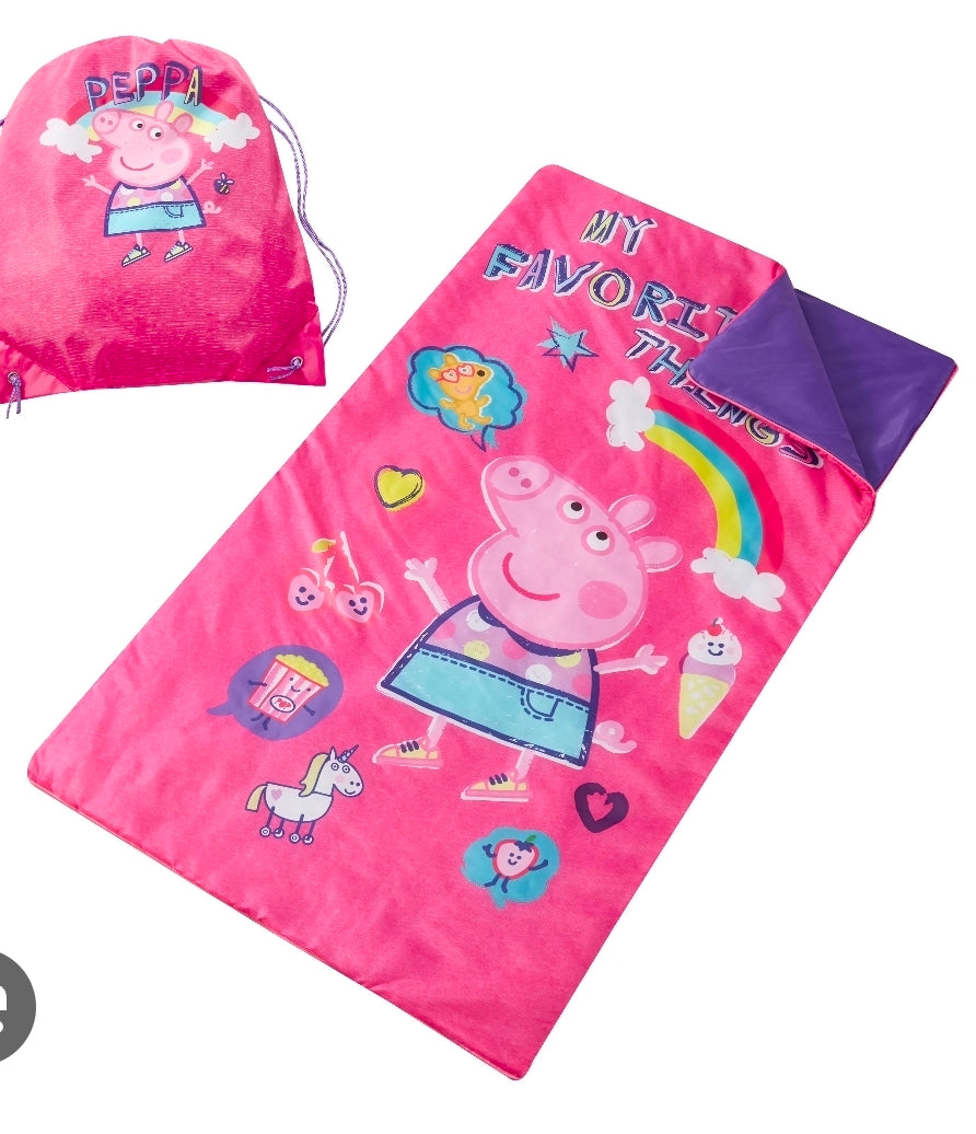 REDUCED!! #104 Entertainment One Peppa Pig Drawstring Sling Bag & Sleeping Bag Set