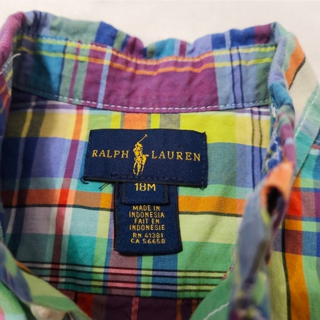 #104 Ralph Lauren Polo Baby 18 Mth Multicolor Plaid Dress Shirt