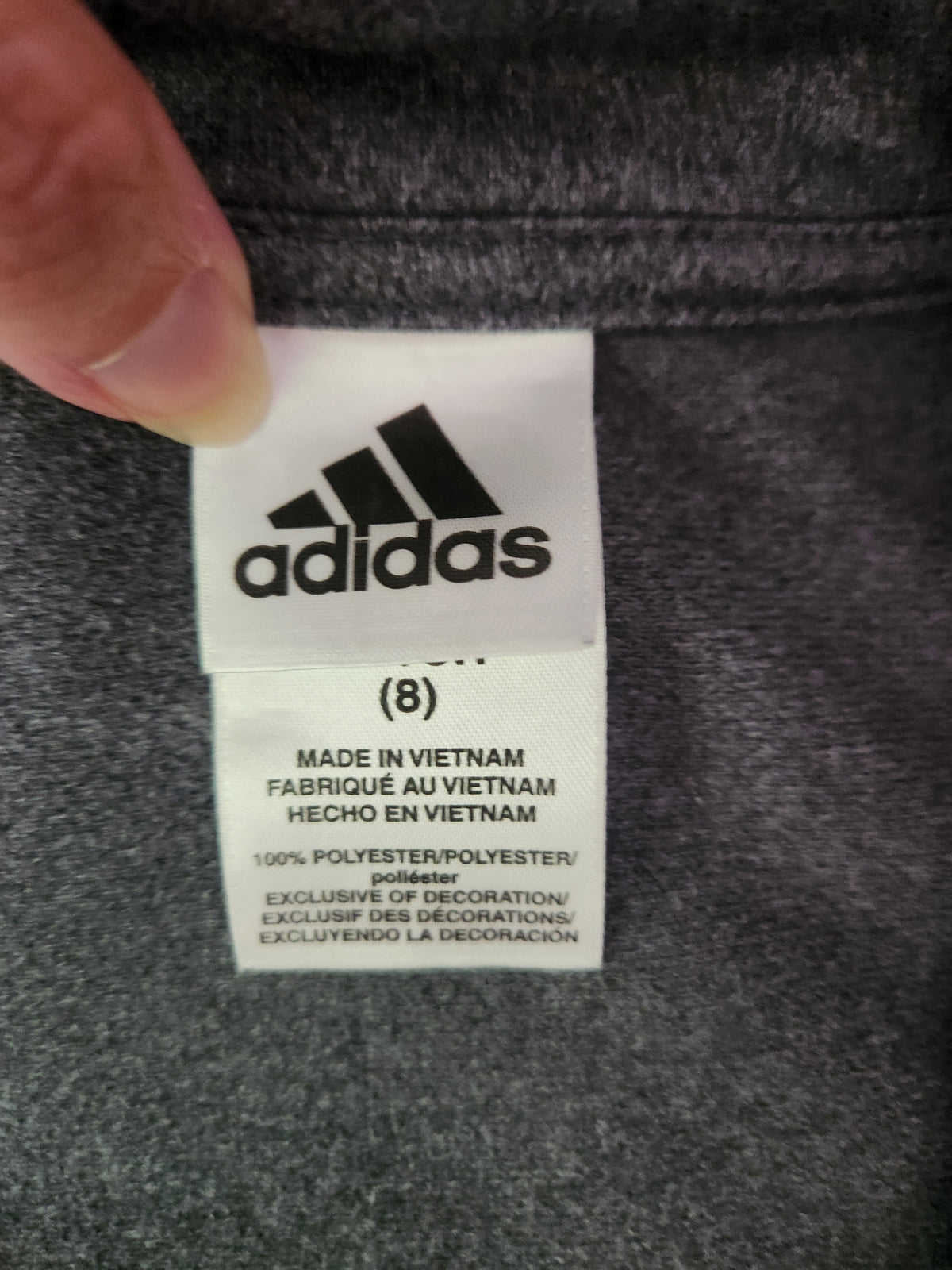 #167 Adidas Size 8 Boys Gray Lightweight Full-Zip Track Jacket