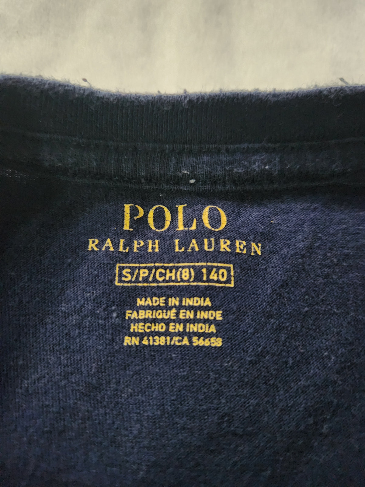 #167 Polo by Ralph Lauren Size 8 Navy & White Striped Pocket Tee