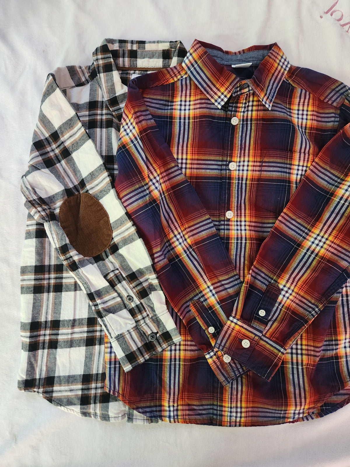 #167 Carter's Boys 7-8 Plaid Shirt with Brown Elbow Patches