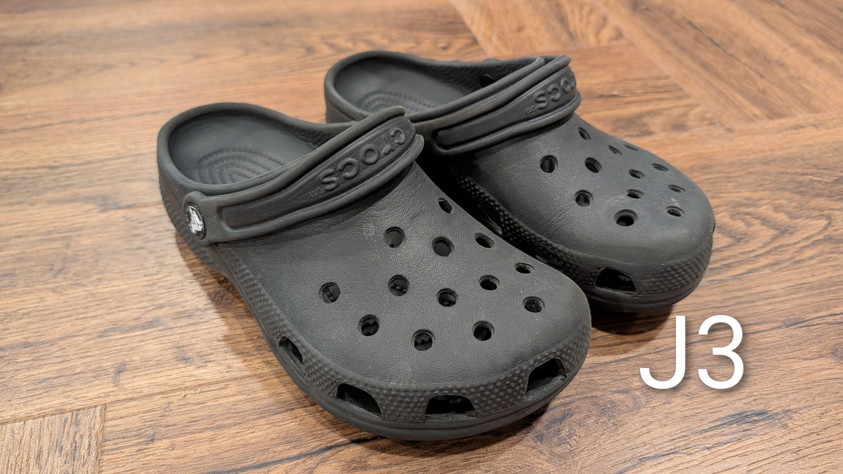 #3 Black Crocs, size J3