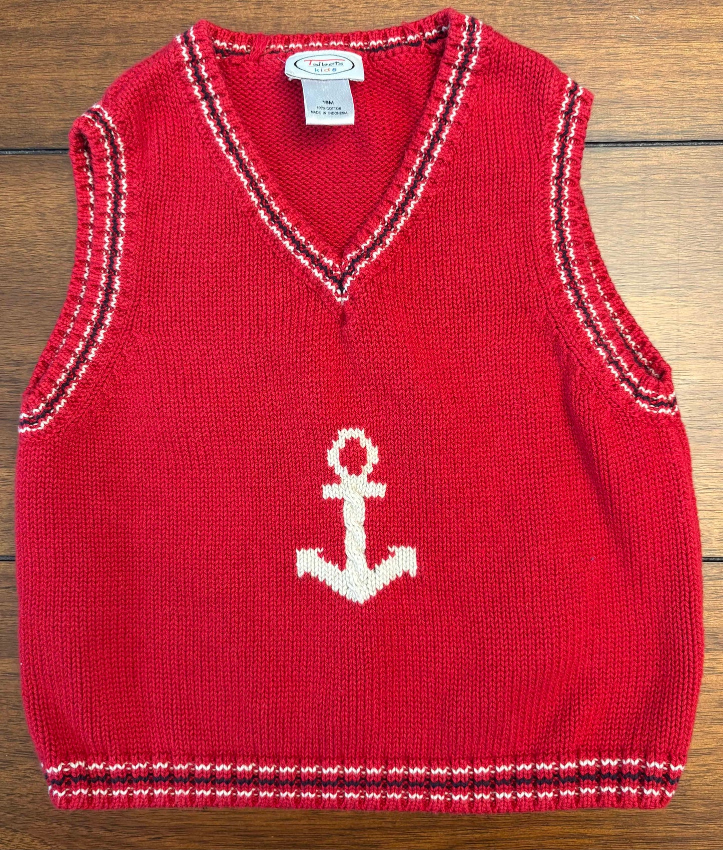 Seller #210 Talbots Kids Boys Size 18M Red Anchor Sweater Vest