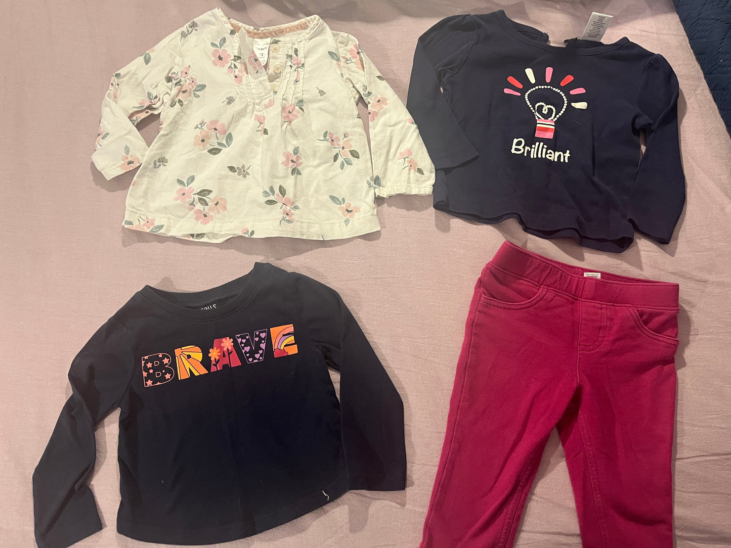 #211 12m Navy/Flower Shirt and Pink Pants Bundle