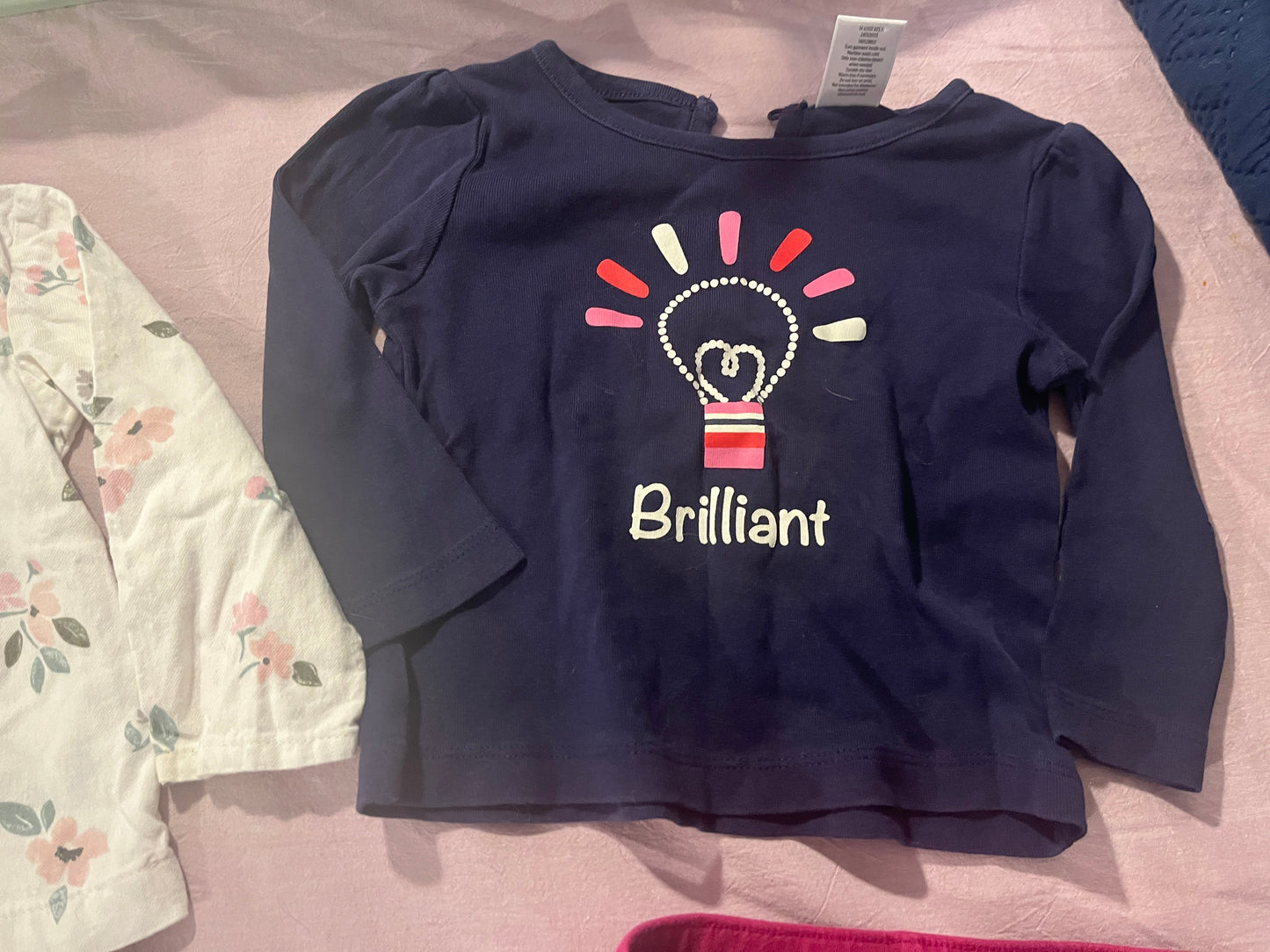 #211 12m Navy/Flower Shirt and Pink Pants Bundle