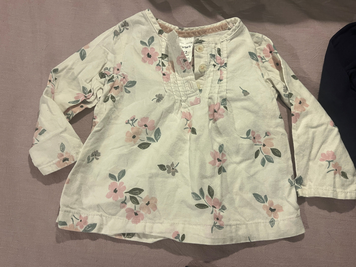 #211 12m Navy/Flower Shirt and Pink Pants Bundle