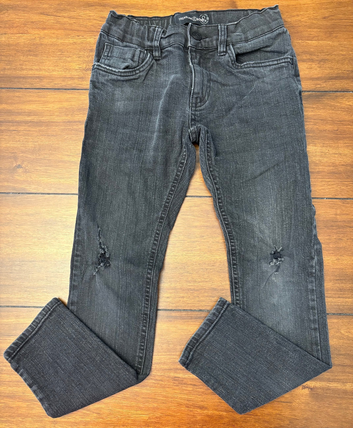 #197 Treasure & Bond Boys Size 8 Black Denim Distressed Jeans