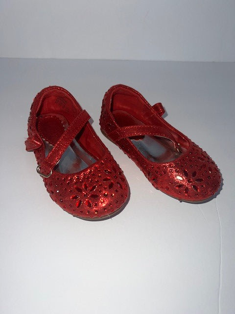 #78 girls 6c red sparkle shoes