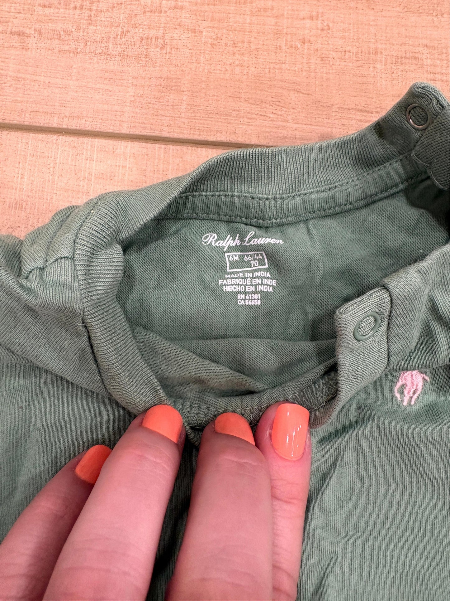 #37 6-12M / 70 Boys Ralph Lauren Long Sleeve Green Shirt