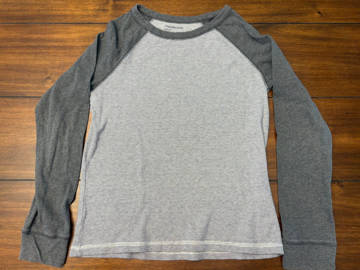 #197 Tucker & Tate Boys Size 8/10 (M) Gray Waffle Knit Long Sleeve Top
