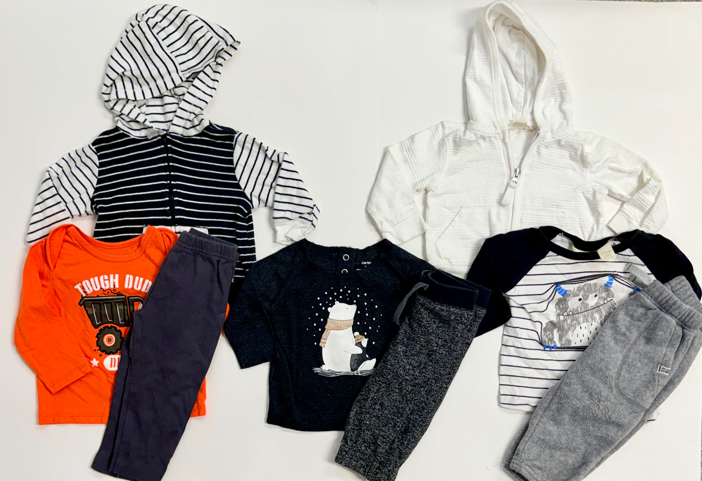 #153 - 3-6 Month Bundle - Burts Bees Zippy Hoodies - GUC