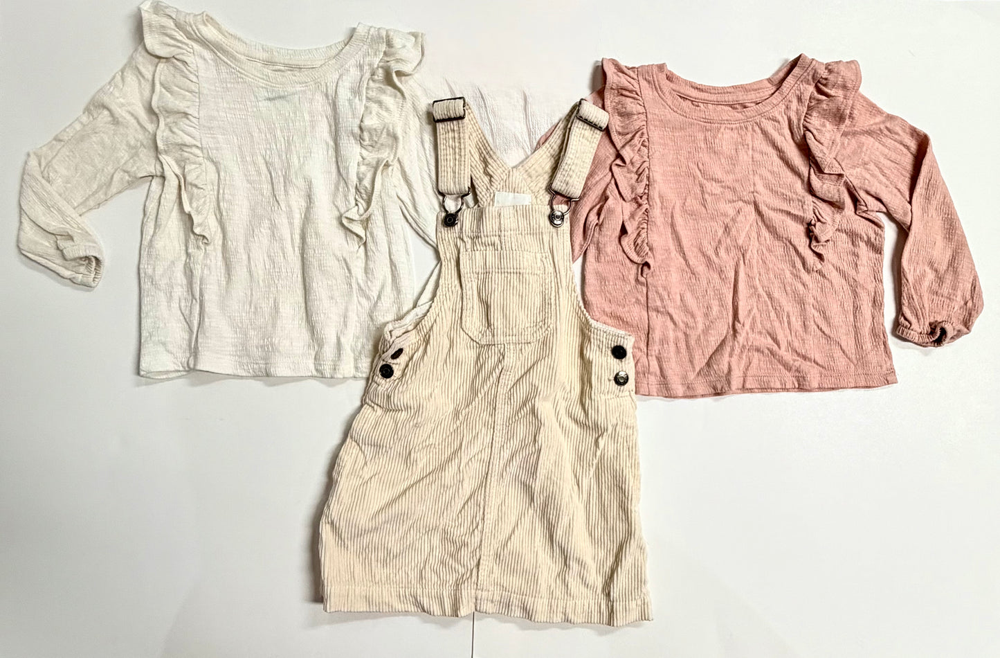 #153 - 3T - Corduroy Jumper and Ruffle Shirts - EUC