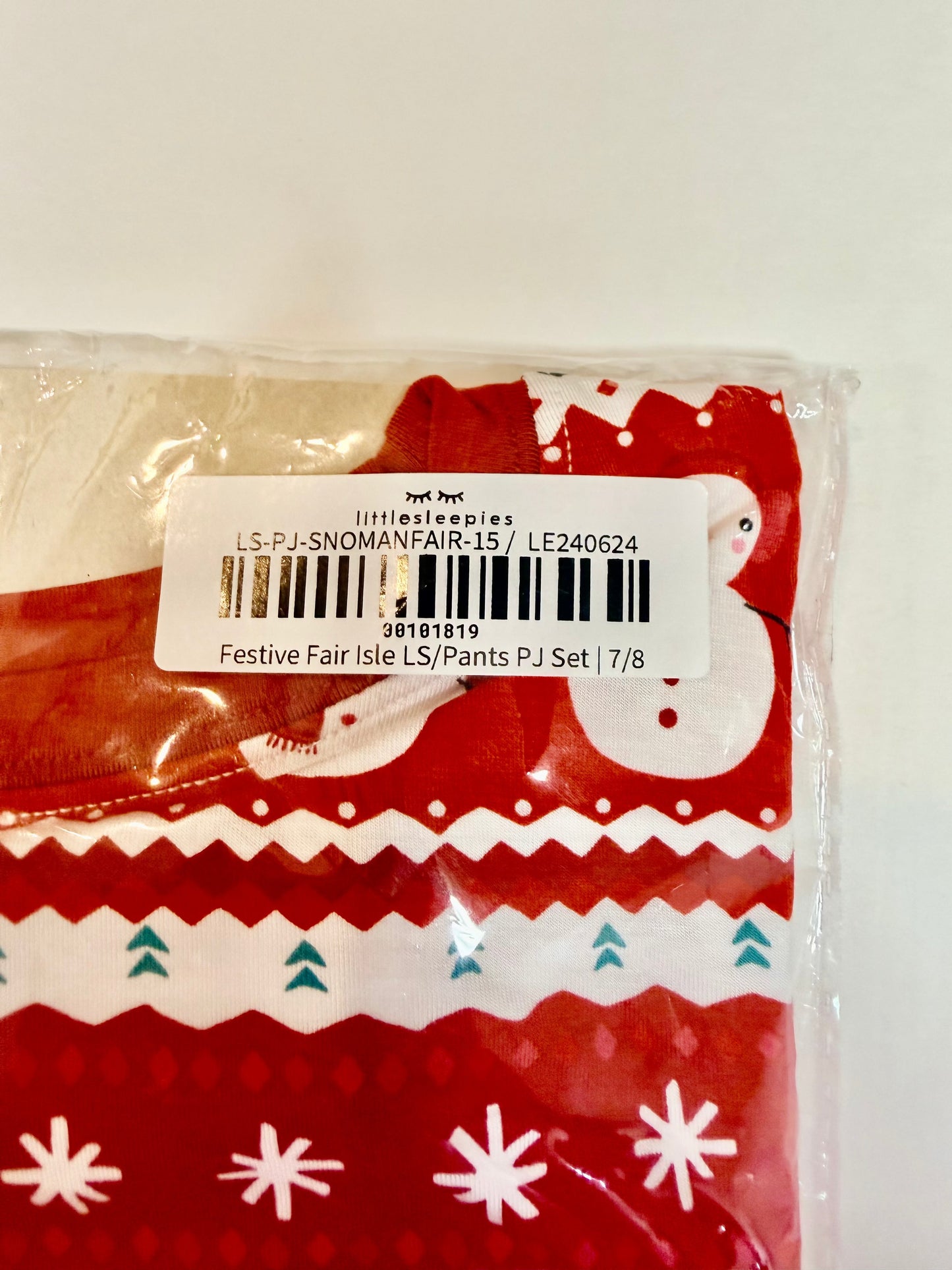 #153 Little Sleepies - Festive Fair Isle Holiday PJs - Size 7/8 - NIB