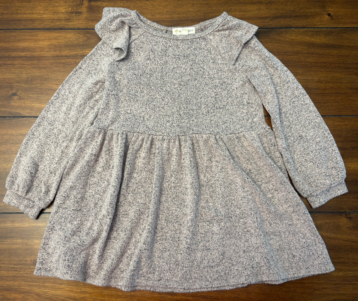 #197 Tucker & Tate Girls Size 3 Rose Pink & Black Speckled Long Sleeve Knit Dress