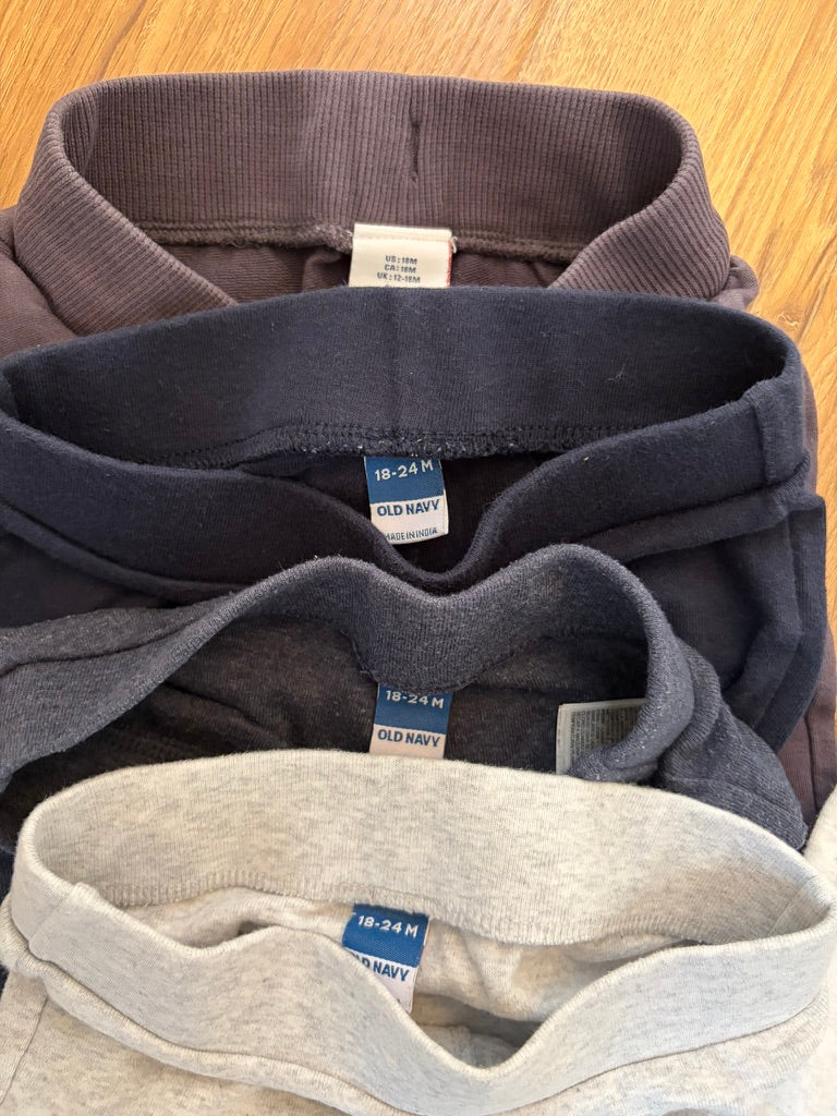 #6 - Assorted Brands Boys Pants, Grey, Navy, Black (pack of 8)- 18 months