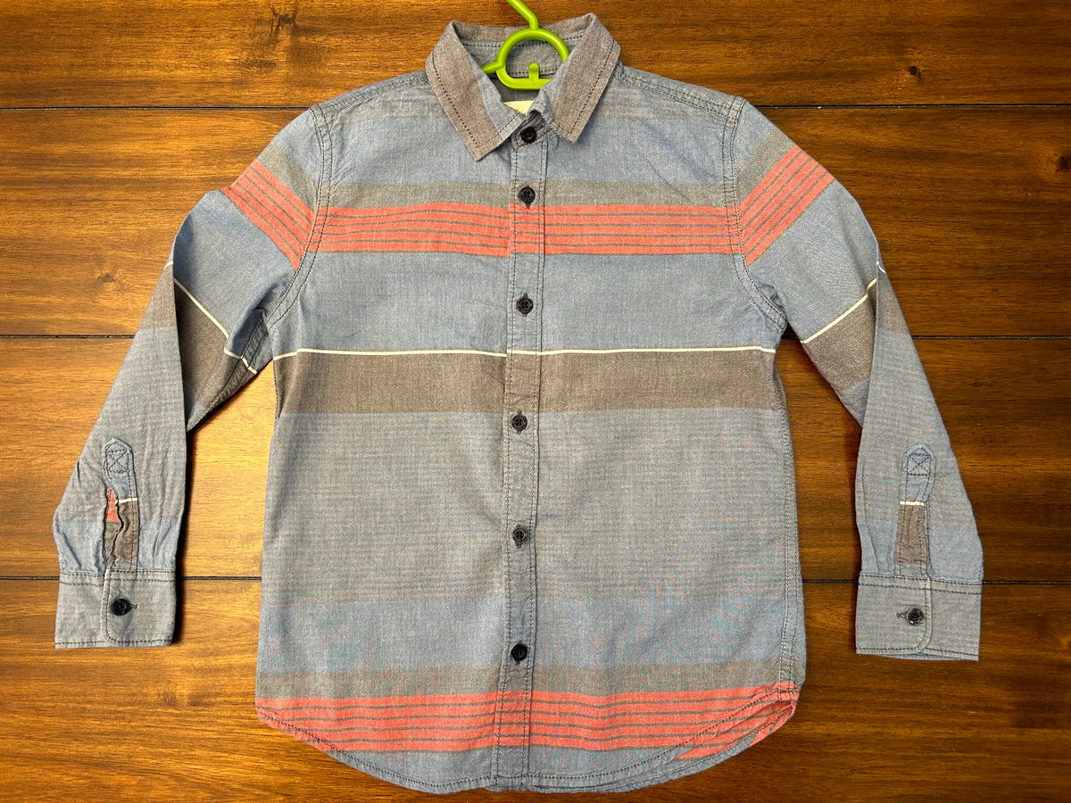 #197 Tucker & Tate Boys Size 6 Blue Denim Washed Long Sleeve Dress Shirt