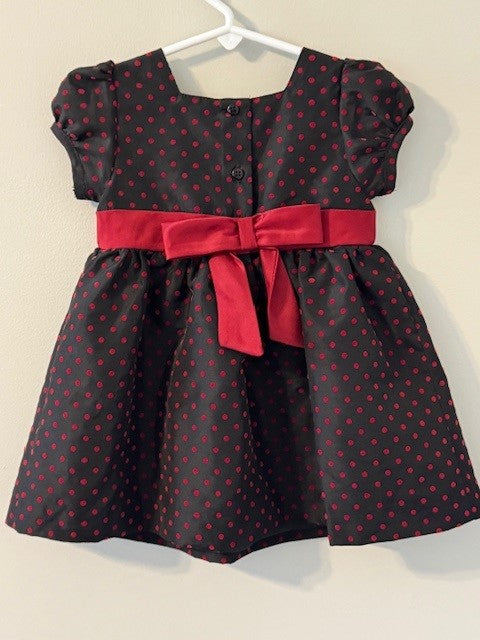 Seller #141 Black Red Polka Dot Holiday Dress EUC size 12M (2 of 2 available) SR