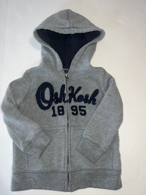 #78 boys 2T Oshkosh gray zip up hoodie