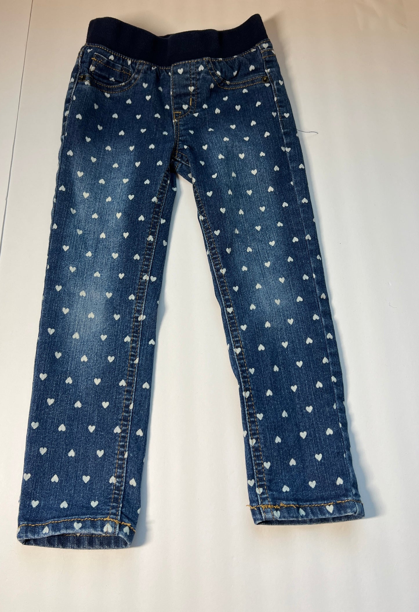 #180 Set of Girls 4T Cat & Jack Jean with Stars and Jegging with Hearts with Elastic Waistband