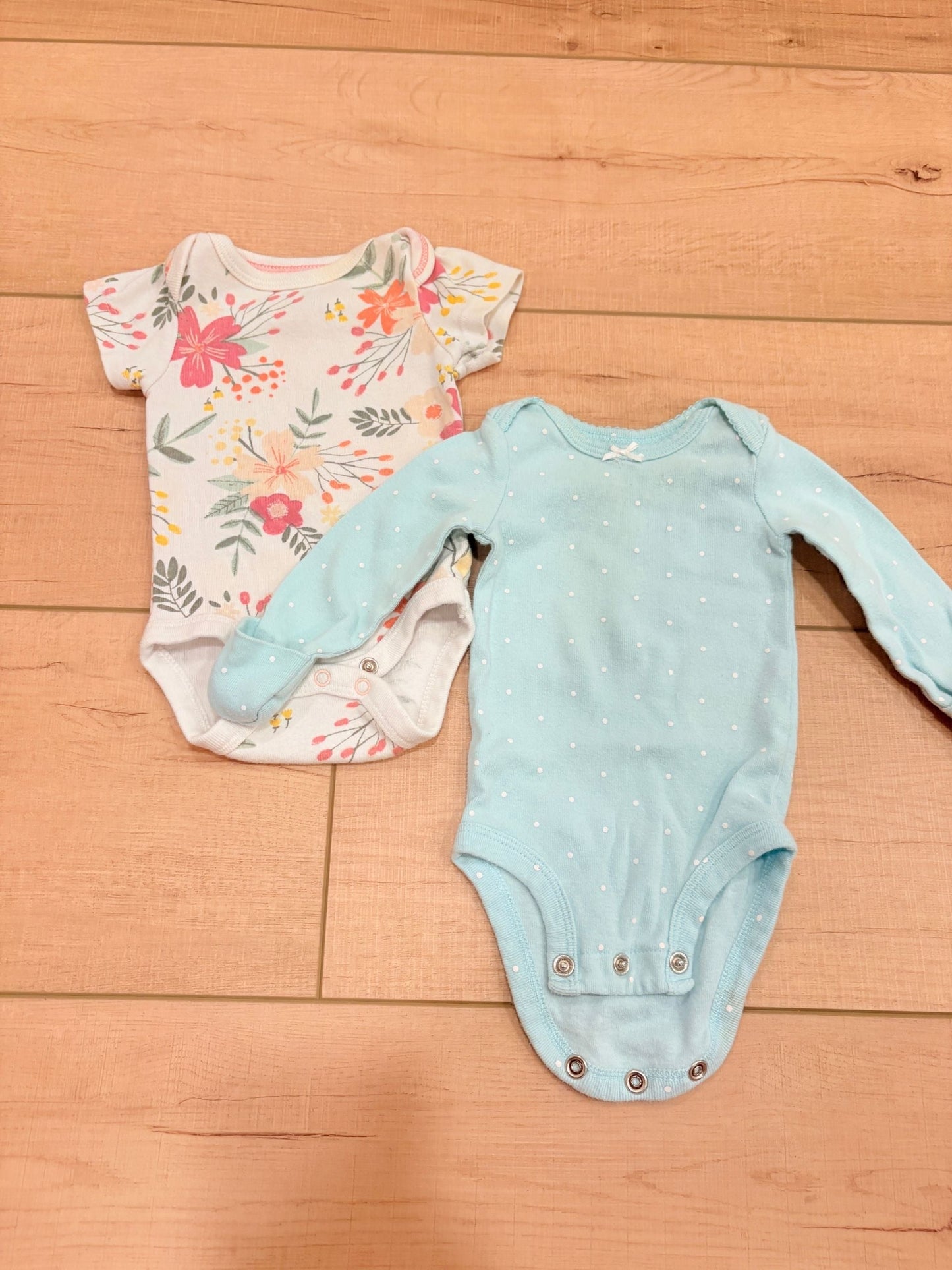 #37 NB Girls Bodysuit Bundle - Short Sleeve and Long Sleeve with Mitten Sleeves