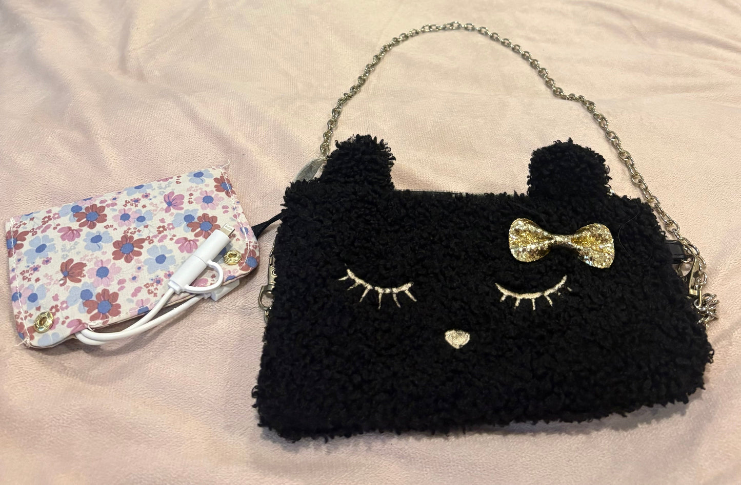 REDUCED #145 Children's Black Cat Purse w/ Charger Inside